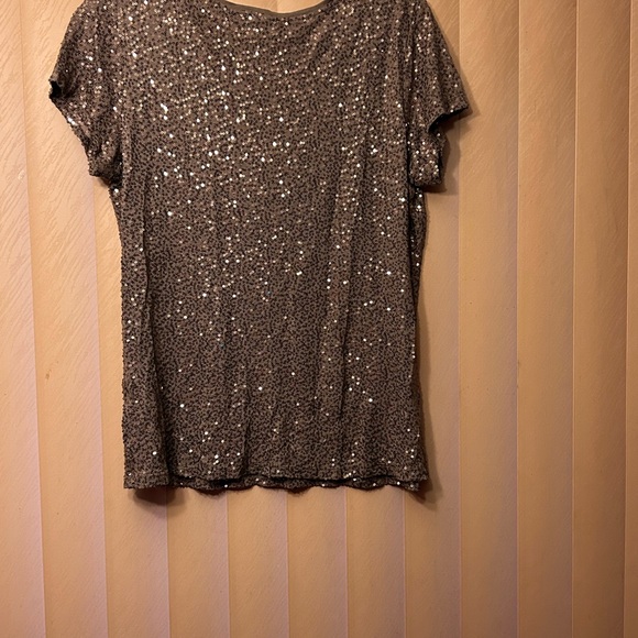 EUC Women's Dress Barn Brown Sequin Blouse - Picture 3 of 11